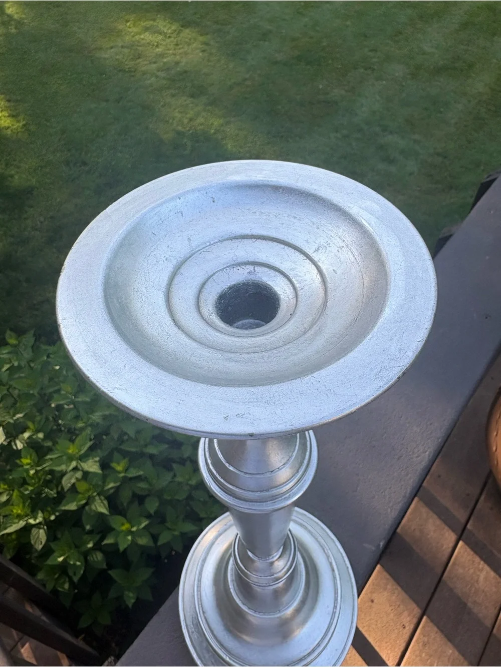 Pottery Barn Silver Turned Metal Taper Candle Holder 17.5”